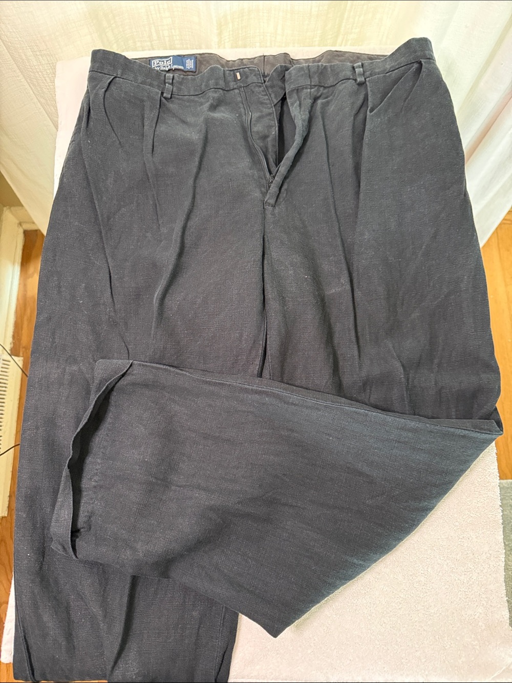 Polo Navy Linen pleated pants